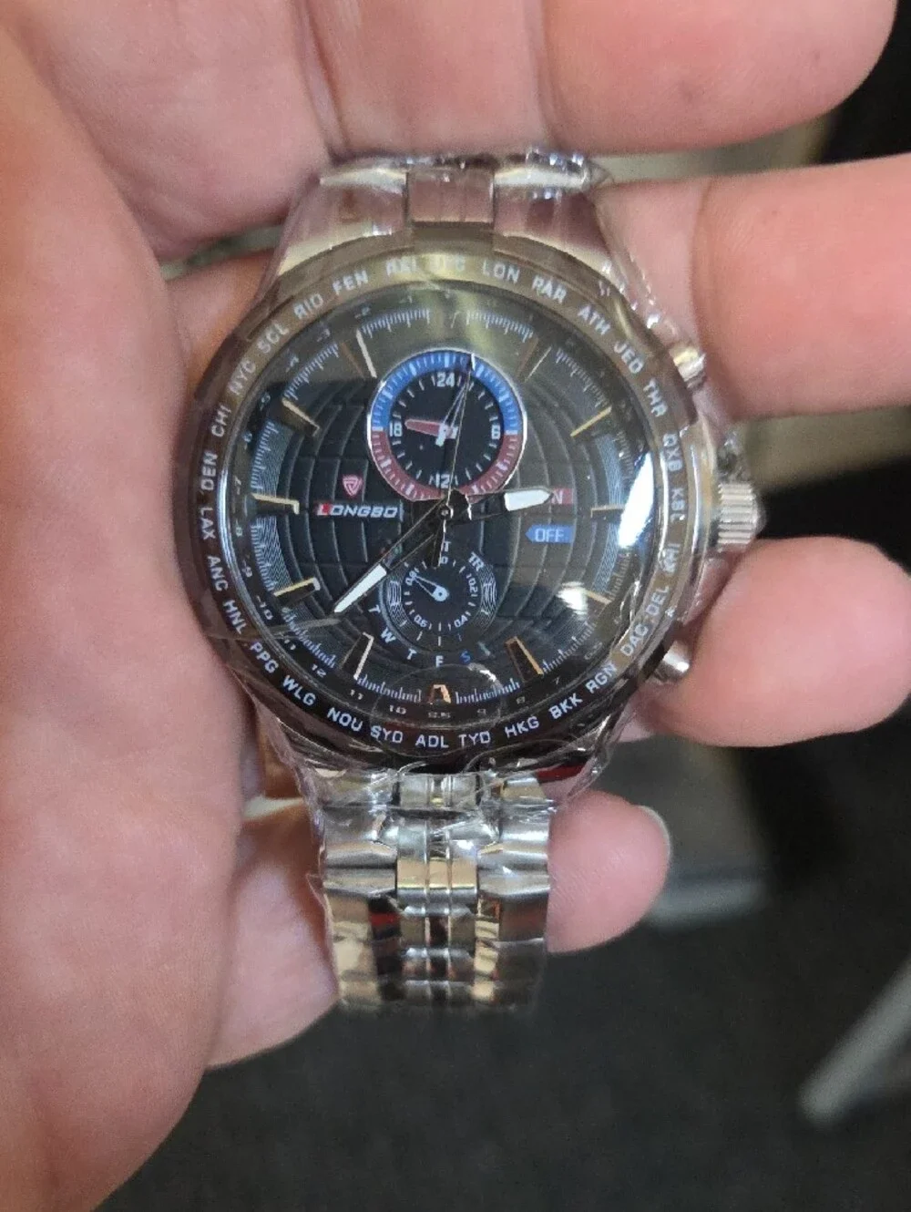 Men's Stainless Steel Watch in Black and Silver